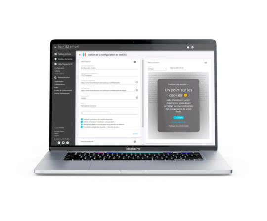Fair&Smart cookies dashboard options