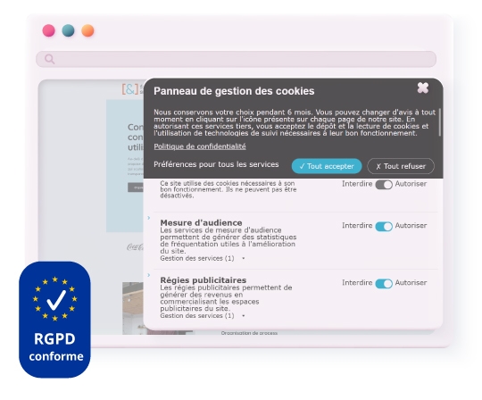 Gestion des cookies bannière